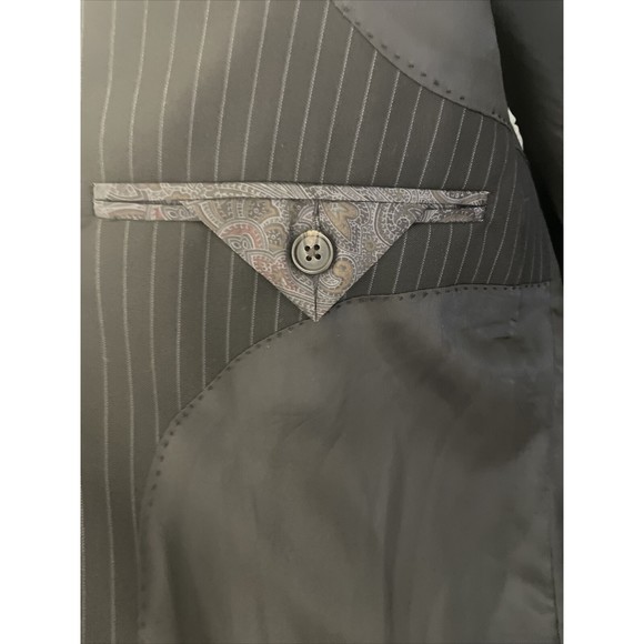 Lauren Ralph Lauren Single Breasted Jacket Mens 46R  Black Pinstripe Wool Blazer - Picture 10 of 14